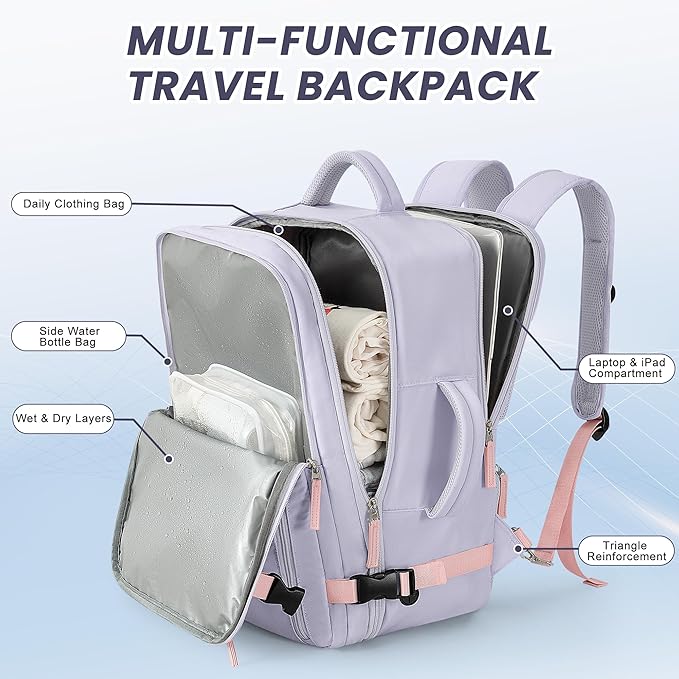 Beraliy Large Travel Backpack For Women, Airline Approved Carry On Backpack, Anti Theft Personal Item Backpack, Waterproof Bag, Casual Daypack Travel Essentials
