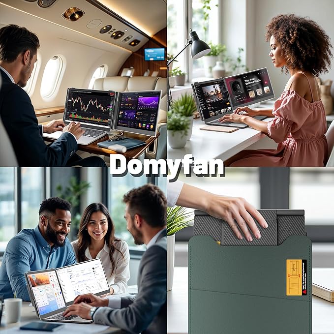 14" Laptop Screen Extender, Ultra-Thin Portable Dual Laptop Monitor Extender with FHD 1080P IPS Display, Plug & Play via HDMI/USB-A/Type-C for 13-17" Laptops, Works with Windows/Mac/Android