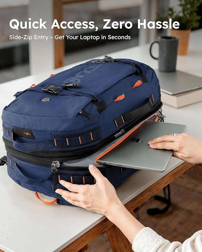Tolaccea Travel Laptop Backpack, Large Carry on Backpack Flight Approved Convertible Duffle Luggage Bag Daypack Work Business Rucksack Fits 16" Laptop for Men Women 3 Carrying Ways, 40L-50L Expandable