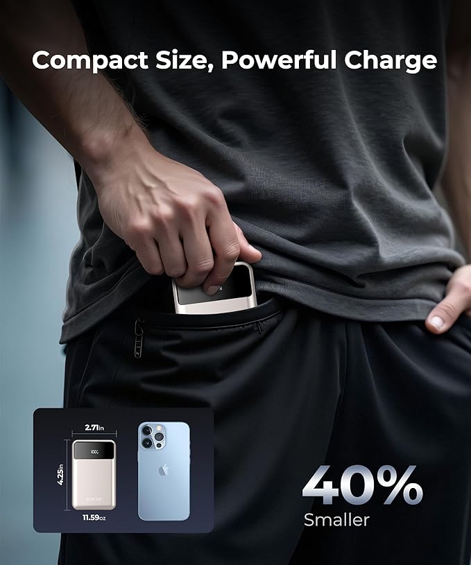 Portable-Charger-Power-Bank Travel Essentials Battery Pack USB C 30000mAh Built in Cable 22.5W Phone Fast Charging Powerbank Compatible with iPhone 16 15 14 13 12 11 iPad Google Xiaomi (Gold)