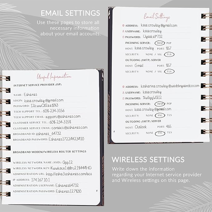 PLANBERRY Password Book Premium – Small Internet Address Organizer with A-Z Tabs – Pocket Website Password Keeper with Alphabetical Tabs – 4.7x5.7″, Hardcover (Onyx Black)