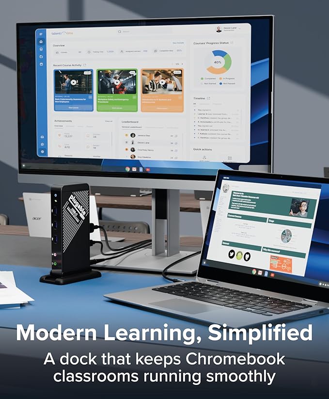 Plugable USB-C Dock – 4K HDMI, 60W Charging, Ethernet, USB 3.0/2.0 Ports – USB-C Docking Station with Power for Windows and Chromebook