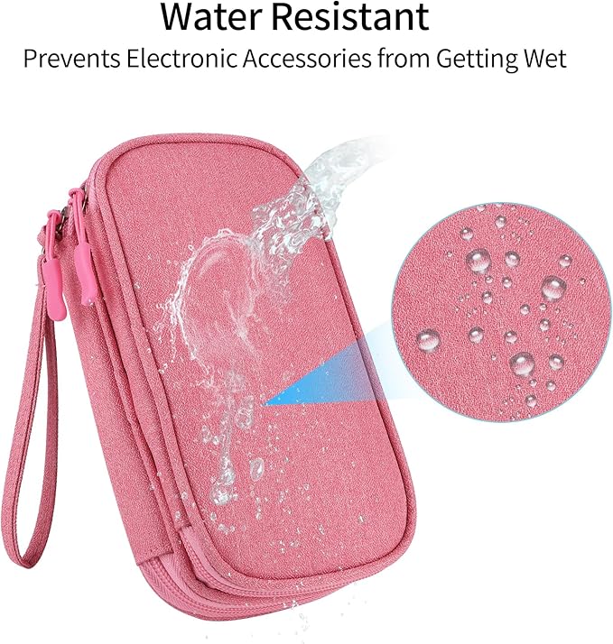 JIAKAI Travel Cable Organizer,Electronics Accessories Organizer Bag,for Charger, Phone, memory card,Travel Gadget Bag-Pink