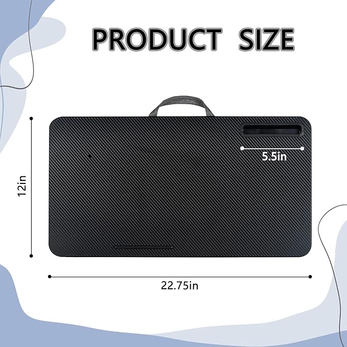 Portable Laptop Desk Fits Up to 16“ Laptops, with Tablet Slot, Built-in Cushion, Great for Home & Office,Lap Desk for Laptop,Lap Desk with Cushion (Black, Large)