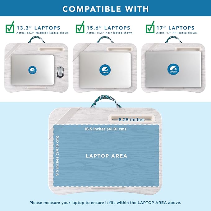 LAPGEAR Designer Lap Desk with Phone Holder and Device Ledge - Tropical Palm Leaves - Fits up to 15.6 Inch Laptops - Style No. 45427