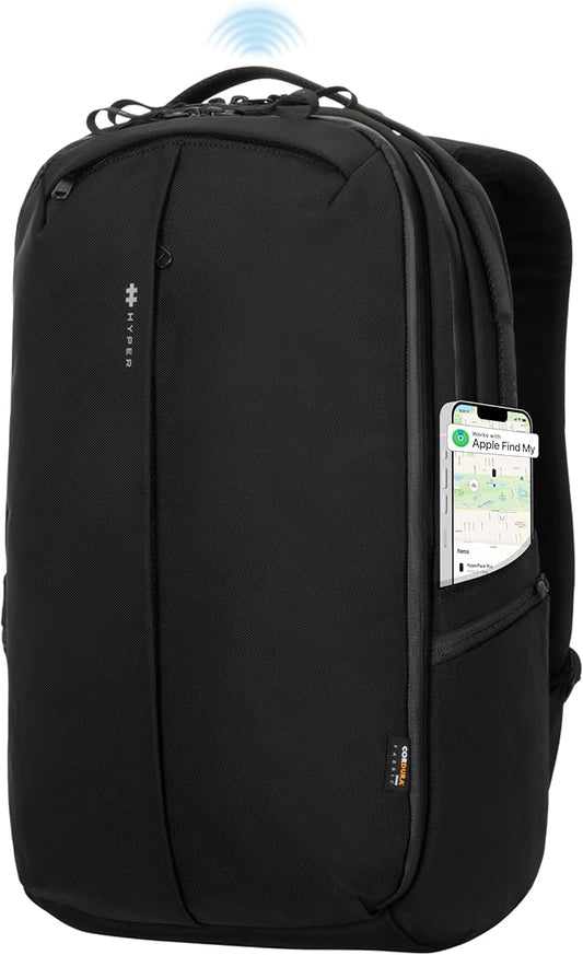 HyperPack Pro 22L Slim Travel Backpack with 'Find My' Compatibility - Fits up to 16” Laptop. Anti Theft w/RFID Protective Pocket.