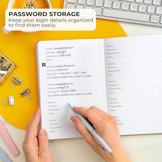 Clever Fox Password Book – Alphabetized Internet Address & Password Organizer – Computer & Website Password Keeper Notebook – Log-In Password Journal - Medium, A5, 8.3x5.8″, Hardcover (Rose Gold)
