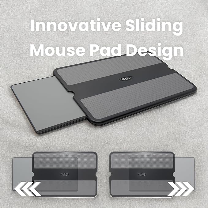 Portable Laptop Lap Pad, Laptop Desk with Retractable Mouse Tray, Sturdy Stable Work Surface for Bed Sofa Couch or Travel