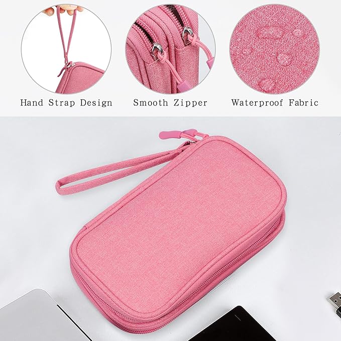 Skycase Pink Pencil Pouches - Double Layers Big Capacity Pencil Case Pouch, Waterproof Pen Bag Wide Opening, All-in-One Double Layers Pink Pouch Pencil Cases for Girls, Women Adults