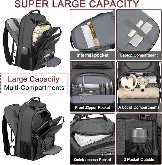 TSA Friendly Travel Laptop Backpack 18.4 inch XXXL Gaming Backpack Water-Repellent College Daypack Business Backpack with RFID Pockets & USB Port for Men