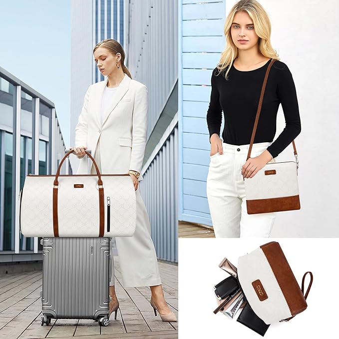 4pcs Convertible Garment Duffel Bag for Travel - 50L 2-in-1 Carry On Weekender Overnight Bag with Toiletry Bag, Fits Suits & Dresses, Trolley Sleeve, Hanging Suit Compartment, Waterproof Shoe Pocket