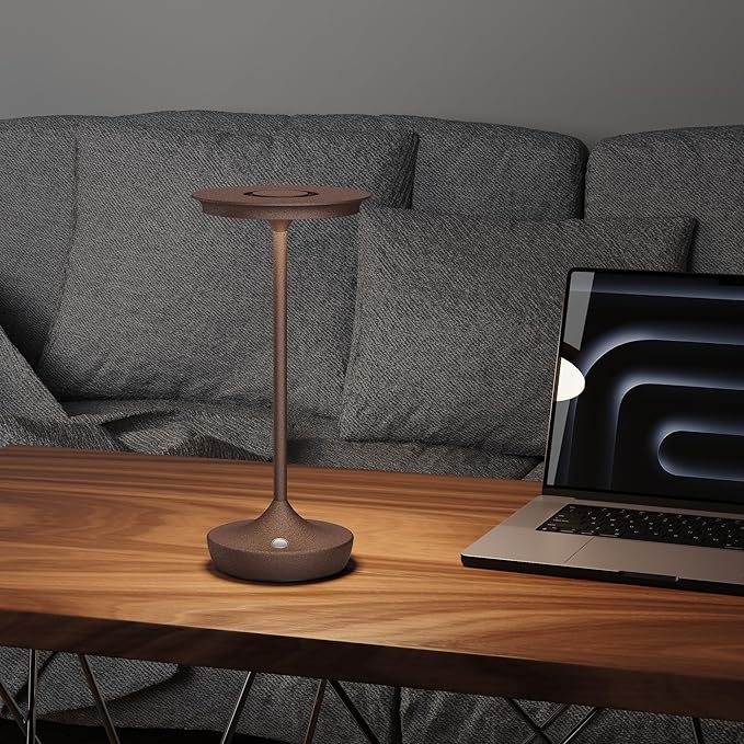 2 Pack LED Rechargeable Cordless Table Lamps, Portable Outdoor Battery Operated Table Light 3 Color Stepless Dimming Table Lamp with Memory Function for Patio Restaurant Dining Room Rust