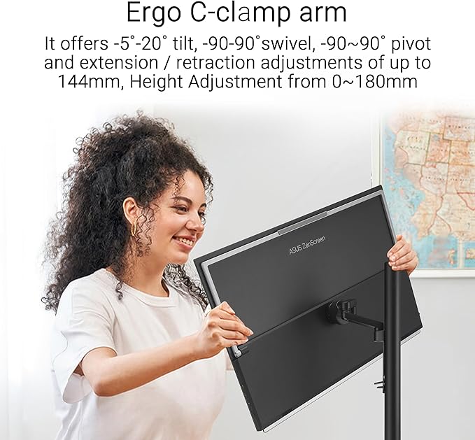 ASUS ZenScreen 27” 1440P Transportable Monitor (MB27ACF) - QHD (2560 x 1440), IPS, 100Hz, USB-C PD 70W, Speakers, Carrying Handle, Kickstand, C-clamp, Sub-woofer, 2.1 Channel Audio, 3 yr Warranty