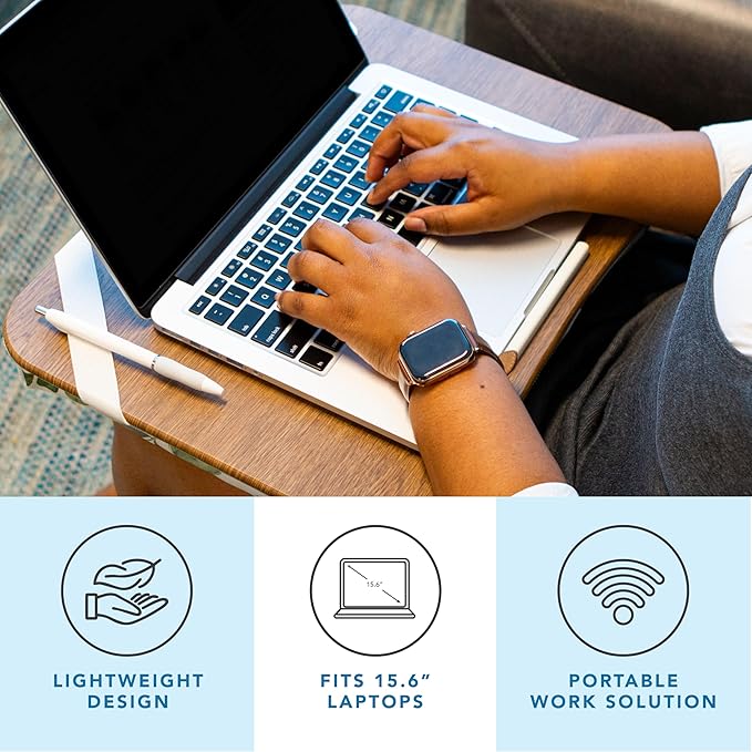 LAPGEAR Designer Lap Desk with Phone Holder and Device Ledge - Watercolor Leaves - Fits up to 15.6 Inch Laptops - Style No. 45412