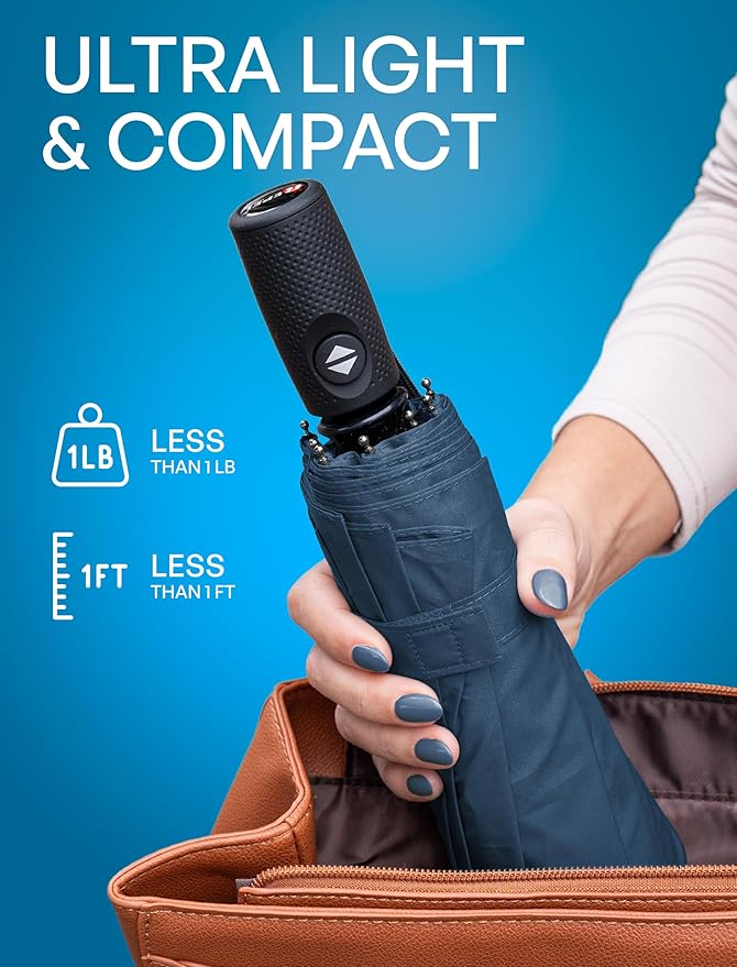 REPEL Windproof Travel Umbrella - Compact & Withstands Winds up to 85MPH , Strongest Premium Auto Folding Umbrella for Rain and Sun - Durable, Light & Portable for Women & Men , Fits Backpack & Cars