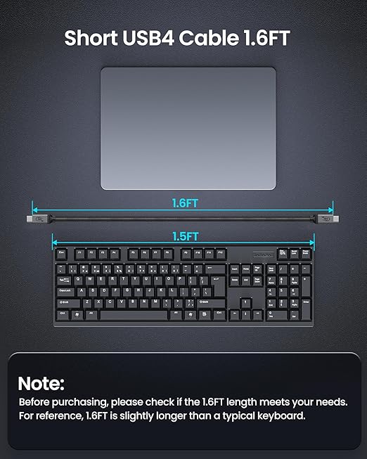 Silkland 80Gbps USB 4 for Thunderbolt 5 Cable 1.6FT, up to 120Gbps Bandwidth for Dual 8K, 240W PD 3.1 Charging, Braided USB C Data Cable Compatible for Thunderbolt 4/5, SSD, MacBook Pro,iPhone 17,Dock