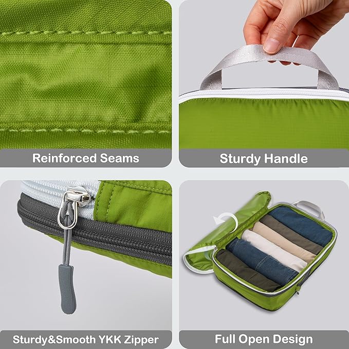 Cipway Compression Packing Cubes, Lightweight Travel Luggage Organizers with Shoe Bag, Toiletry Bag & Laundry Bag, Travel Essentials for Carry on Suitcase (8 Piece,Green)