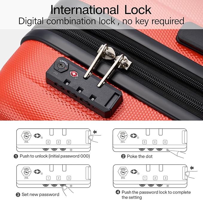 Hanke Expandable Hardshell Luggage Sets 3 piece Carry On Luggage with Wheels Suitcases Lightweight Checked Tsa Luggage Rolling Large Suitcase Travel Luggage Bag Woman Men 20/24/29 Inch(Orange)