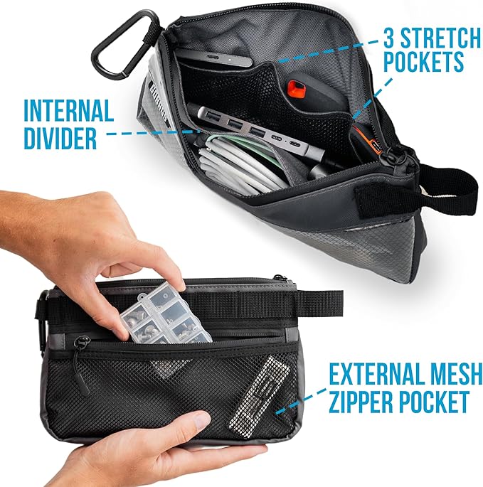 GOBAGS Production Zipper Bags - Electronics & Camera Accessories Bag - Cable organizer, Gear Accessory Pouch, Travel Camera Essentials (Small, Black)