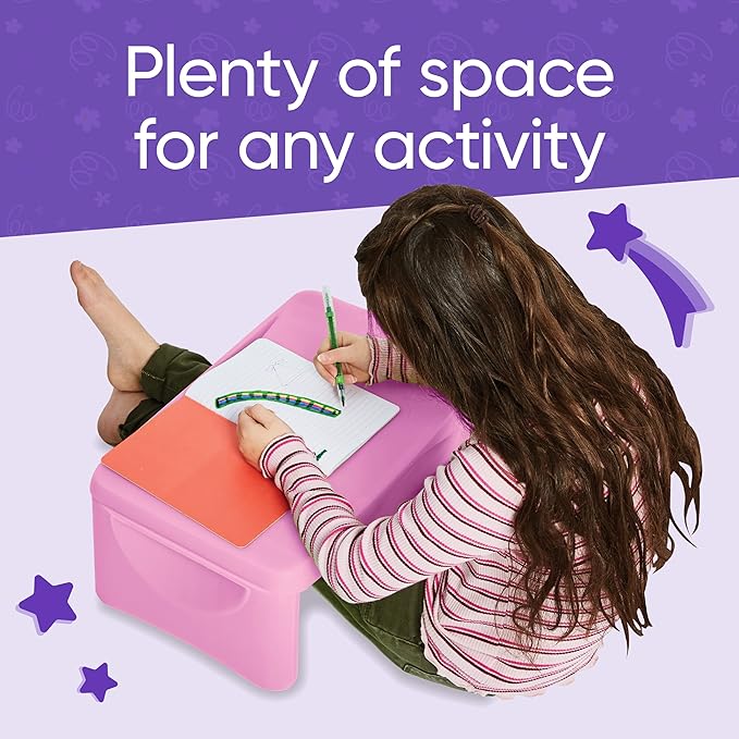 HearthSong Kids’ Portable Folding Lap Desk with Large Storage Activity Tray, 17"L x 12"W x 7½"H, Pink