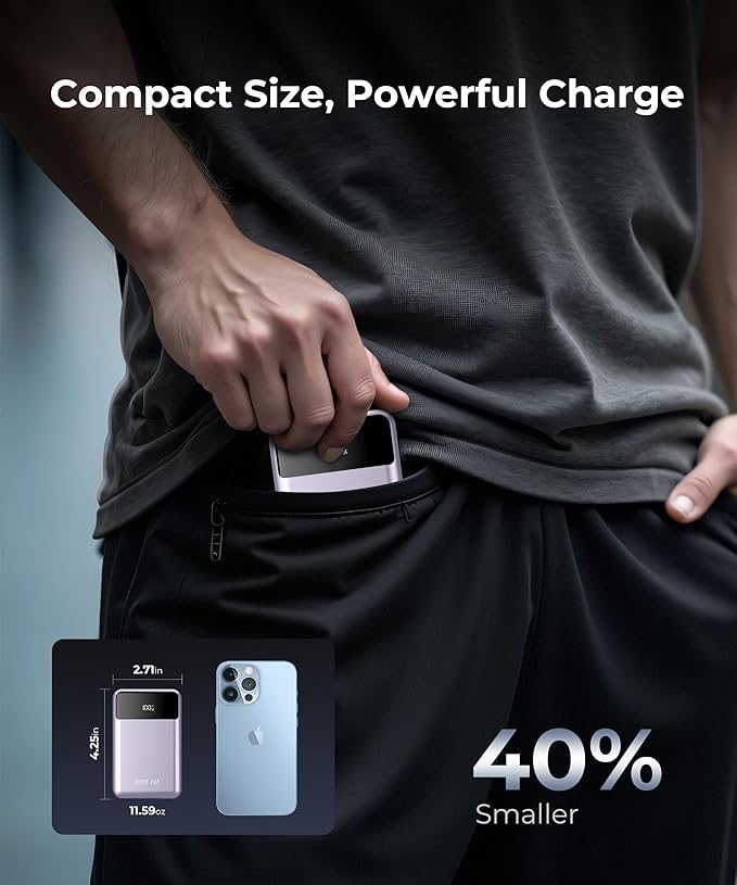 Portable-Charger-Power-Bank Travel Essentials Battery Pack USB C 30000mAh Built in Cable 22.5W Phone Fast Charging Powerbank Compatible with iPhone 16 15 14 13 12 X iPad Samsung Google (Purple)