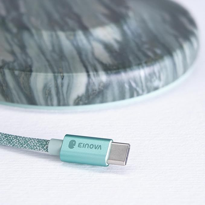 Einova Classic Stone – Marble Wireless Charging Pad Designed in Italy, Integrated 6 ft USB-C Cable, Smartphones, Wireless Earbuds, Smartwatches – Pine Verde Alpi Marble