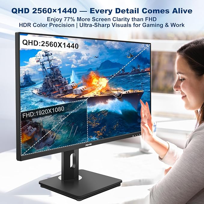 Touch Screen Monitor, Touchscreen Monitor 27'' QHD 2560x1440 100Hz, Touch Screen Monitors w/ 10-Point Touch, Built-in Speakers, Type C, VESA, Stylus Pen, Perfect for Bar, Gym, Business, Black