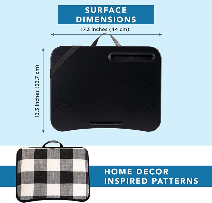 LAPGEAR Designer Lap Desk 2-Pack with Storage Basket, Phone Slot & Device Ledge – Buffalo Check – Fits Laptops up to 15.6" – Style No. 70428