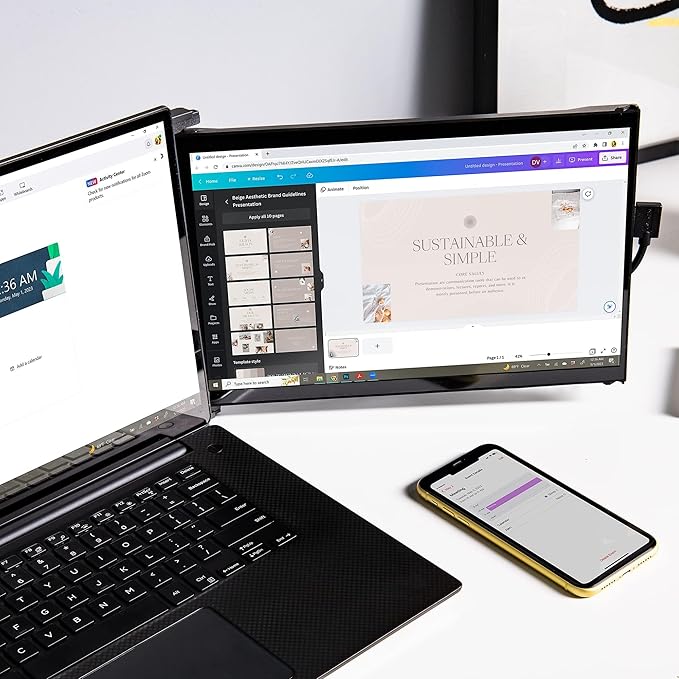 Mobile Pixels 2025 Duex Max DS 14.1'' FHD 1080p Laptop Screen Extender, USB Type-C/HDMI Ports, Portable Monitor for 14'' to 17 Inch Laptops, Compatible with macOS/Windows/Apple/Android/Switch(Black)