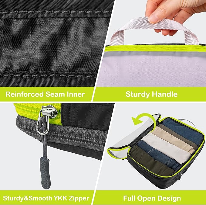 Cipway Mesh Compression Packing Cubes, Ultralight See Through Luggage Organizer Bags, Travel Essentials for Carry on Suitcase （3Pcs,Black）