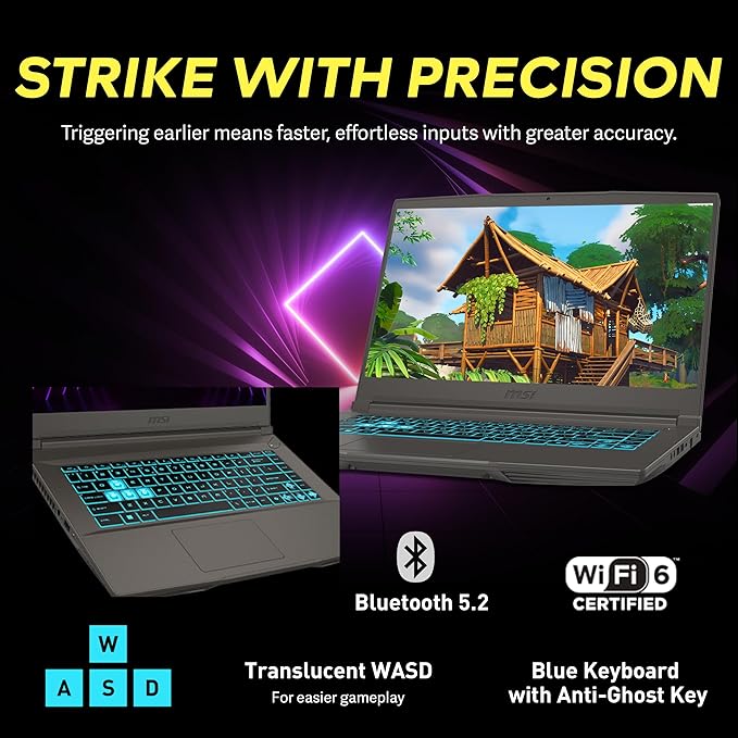 msi Thin 15 15.6" 144Hz FHD Display Gaming Laptop, 64GB RAM, 4TB PCIe SSD, Intel i5-12450H, NVIDIA GeForce RTX 2050 GDDR6, Backlit Keyboard, WiFi 6, Black, Win 11 Home, 256GB Docking Station Set