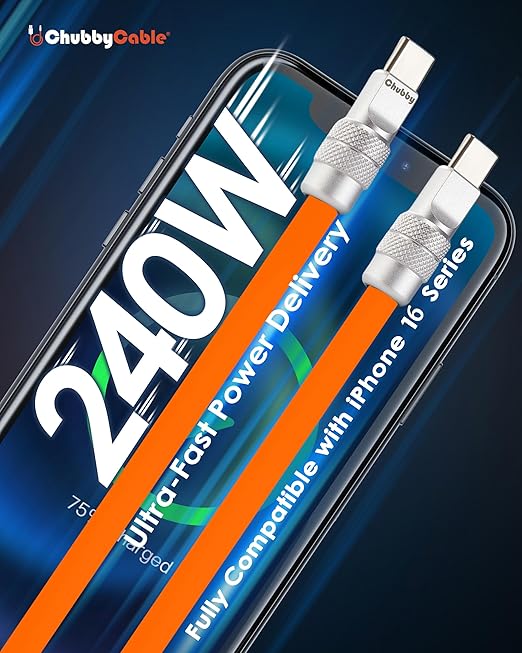 chubbycable Chubby 2.0 Fast Charging Cable Durable Soft Silicone USB C Cable 120W Extra Thick Charger Cord Compatible with iPhone 17-15 Series iPad, Yellow, USB-A to Type-C, 16.4 FT