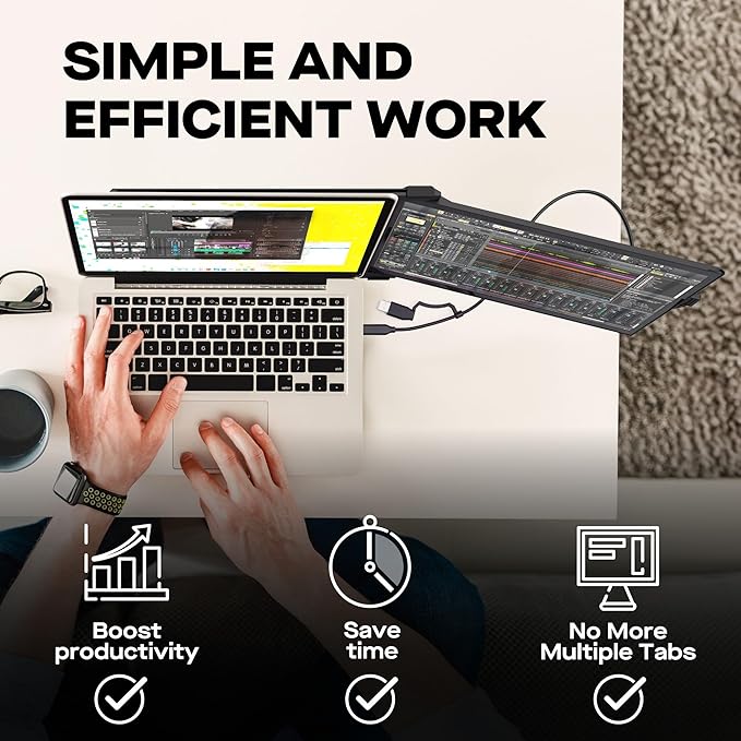 Portable Monitor for Laptops, New Mobile Pixels Duex Plus DS 13.3" FHD 1080P Laptop Screen Extender, USB C/HDMI Plug and Play Laptop Extended Monitor, Compatible with Windows/macOS/Android/Switch