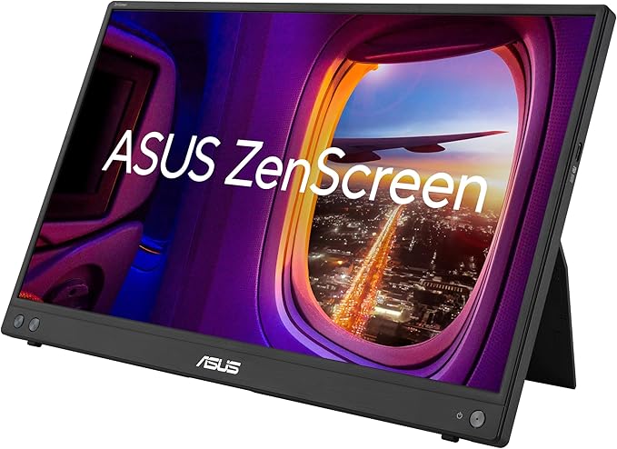 ASUS ZenScreen 16” (15.6 inch viewable) 1080P USB-C Portable Monitor (MB16AHV) - Full HD, IPS, Blue Light Filter, Anti-glare, Mini HDMI, Kickstand, Tripod Mountable, Protective Sleeve, 3 year warranty