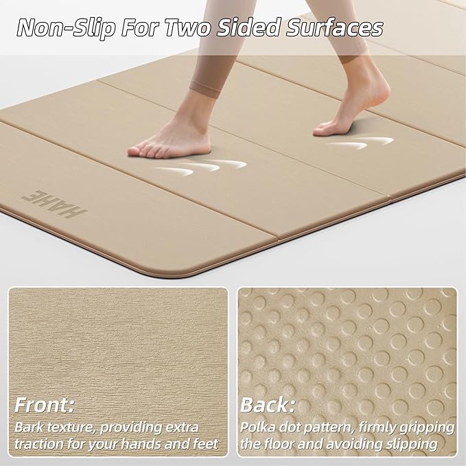 Foldable Yoga Mat, 74"Lx32"Wx1/3"Thick, Folding Exercise Mat, Non-slip Wide Pilates Mats for Home Workout/Travel, Portable Yoga Mat Thick for Yoga/Pilates/Camping/Floor Exercises