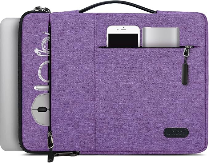 Laptop Sleeve Case 13.3-14 Inch Waterproof Durable 360 Protective Carrying Case Portable Handle Business Briefcase Compatible with MacBook Air/Pro HP ThinkPad Notebook Purple