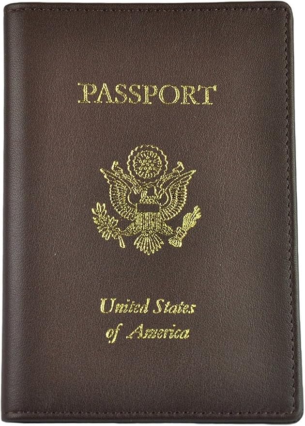 Royce Leather RFID Blocking Passport Travel Document Organizer in Leather, Brown 1, One Size