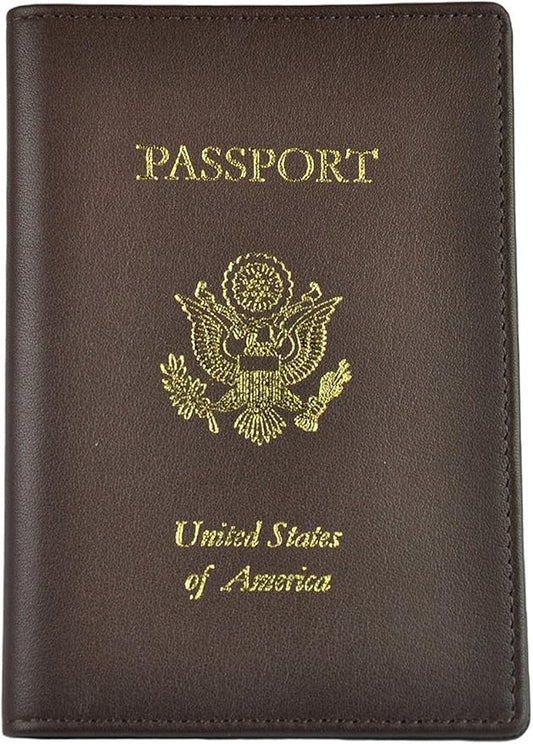 Royce Leather RFID Blocking Passport Travel Document Organizer in Leather, Brown 1, One Size