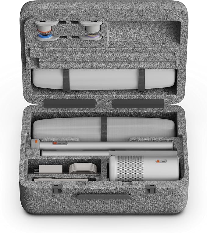 XGIMI MoGo 4 Laser Projector Collection, 550 ISO Lumens, Google TV , Official Netflix, 5h Battery Life – All-in-One Home & Outdoor Cinema Kit with PowerBase Stand, 70" Screen, 4 Filters& Carry Case