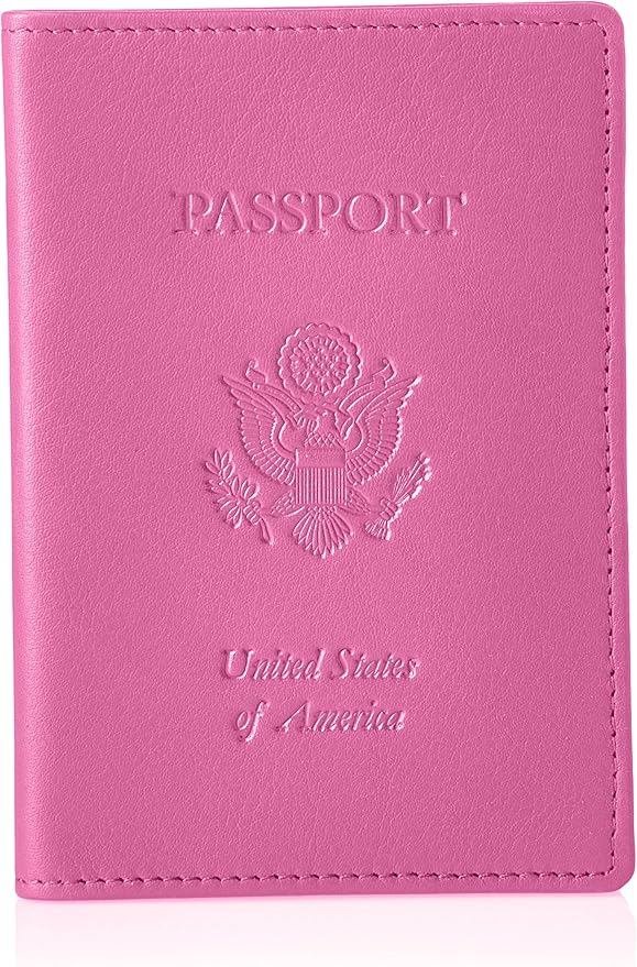 Royce Leather RFID Blocking Passport Travel Document Organizer in Leather, Pink 3, One Size