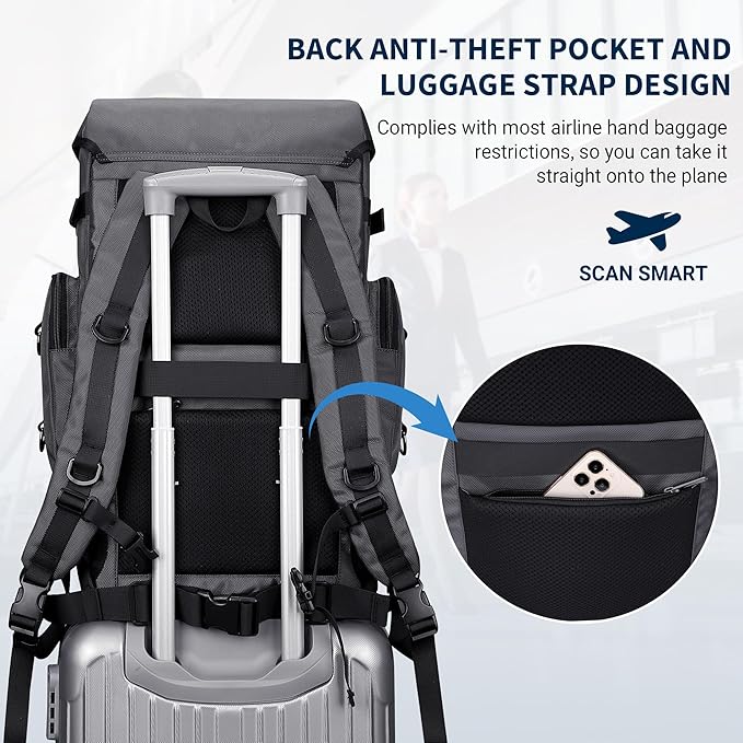 WITZMAN Travel Backpack for Men Women Carry on Bags for Airline Approved Convertible Duffle Luggage Backpack Shoe Compartment（B691 Silvery Grey）