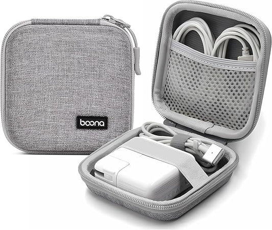 Small Travel Carrying Storage Case, 4.4"x4.4" Charger Organizer, Pouch compatible with MacBook Power Adapter, Laptop Accessories Cables, Cords, USB Drives, Earphones