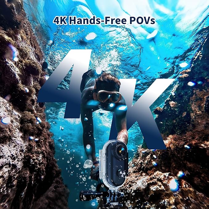 4K Mini Body Camera, Wearable Action Body Cam, Sports Action Camera，Thumb Size Hands-Free Recording Body Worn Camera, Premium Portable Camcorder Mount Anywhere for Work, Travel,Fishing(Black-128G)