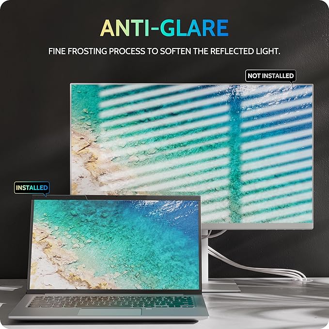 Magnetic Laptop Privacy Screen 15.6 inch for 16:9 Computer Monitor, 15" Removable Anti Glare Protector Blue Light Filter Shield Compatible with Lenovo Hp Dell Acer Asus Thinkpad Envy Xps