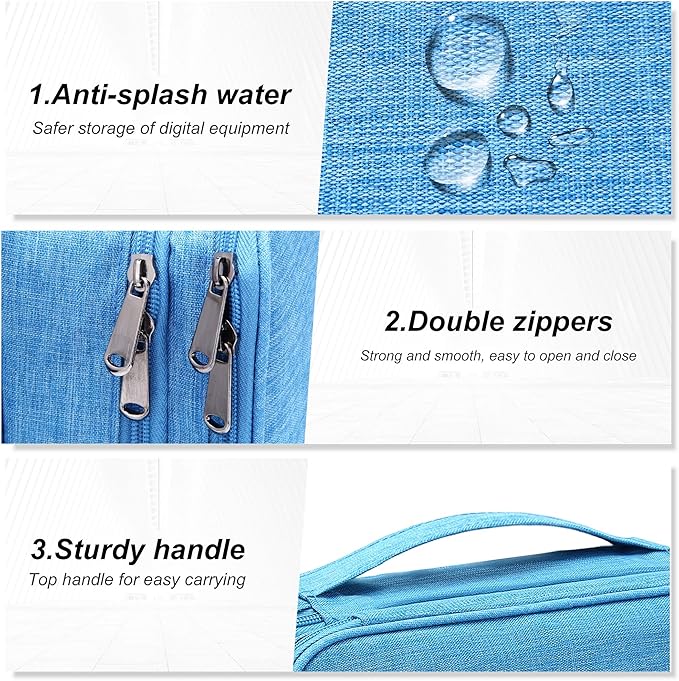 SELLYFELLY Electronic Bag Travel Cable Accessories Bag Waterproof Double Layer Electronics Organizer Portable Storage Case for Cable, Cord, Charger, Phone, Adapter, Power Bank, Kindle, Hard Drives