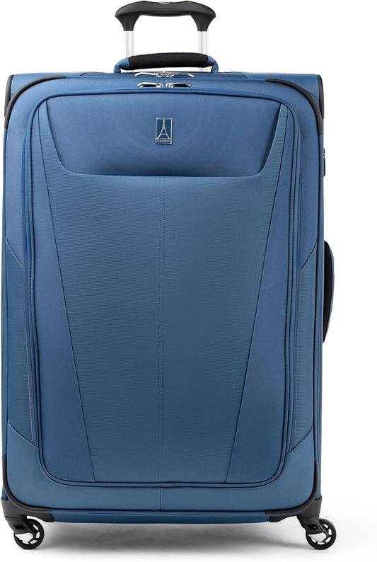 Travelpro Maxlite 5 Softside Expandable Checked Luggage with 4 Spinner Wheels, Lightweight Suitcase, Men and Women, Ensign Blue, Checked Large 29-Inch