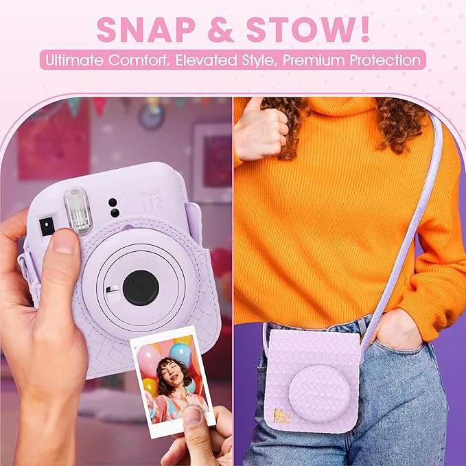 Fujifilm Instax Mini 12 Instant Camera Lilac Purple + Minimate Custom Designed Case + Fuji Instax Film 10 Sheets & Photo Album