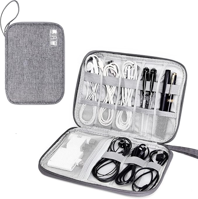 SELLYFELLY Travel Electronics Organizer Portable Cable Organizer Bag for Storage Electronic Accessories Case for Cord,Phone,Charger,Flash Drive (Gray)