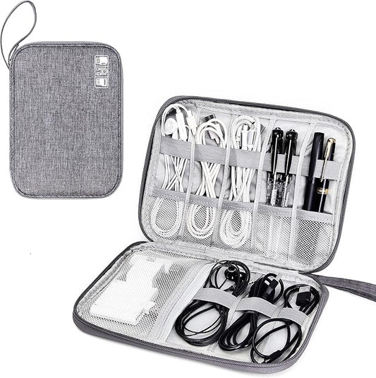 SELLYFELLY Travel Electronics Organizer Portable Cable Organizer Bag for Storage Electronic Accessories Case for Cord,Phone,Charger,Flash Drive (Gray)