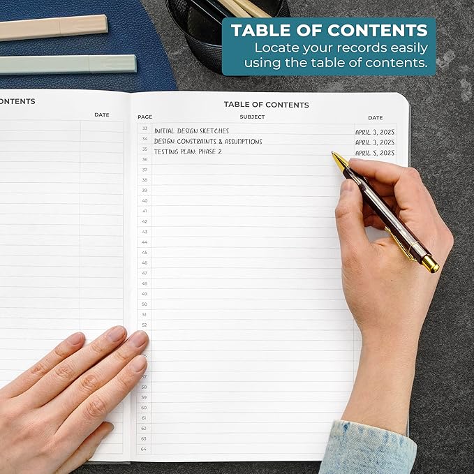 Clever Fox Engineering Notebook – Hardcover Grid Notebook with Numbered Pages, Table of Contents – Patent, Lab & Invention Journal for Engineers & STEM (Gray)